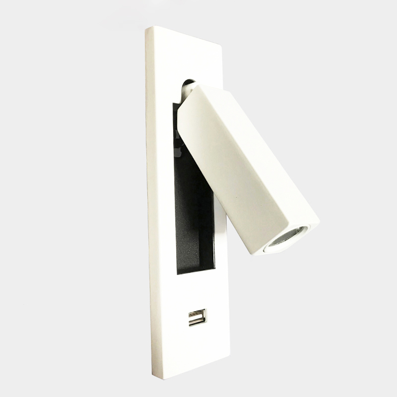 Hotel flat 2.1A 5V USB reading light flexible bedside wall lamp hotel bed headboard study bed wall light bedroom