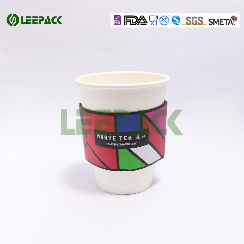 8oz To 20oz Single Wall Paper Cups , White Coffee Paper Cup With Lid And Sleeve