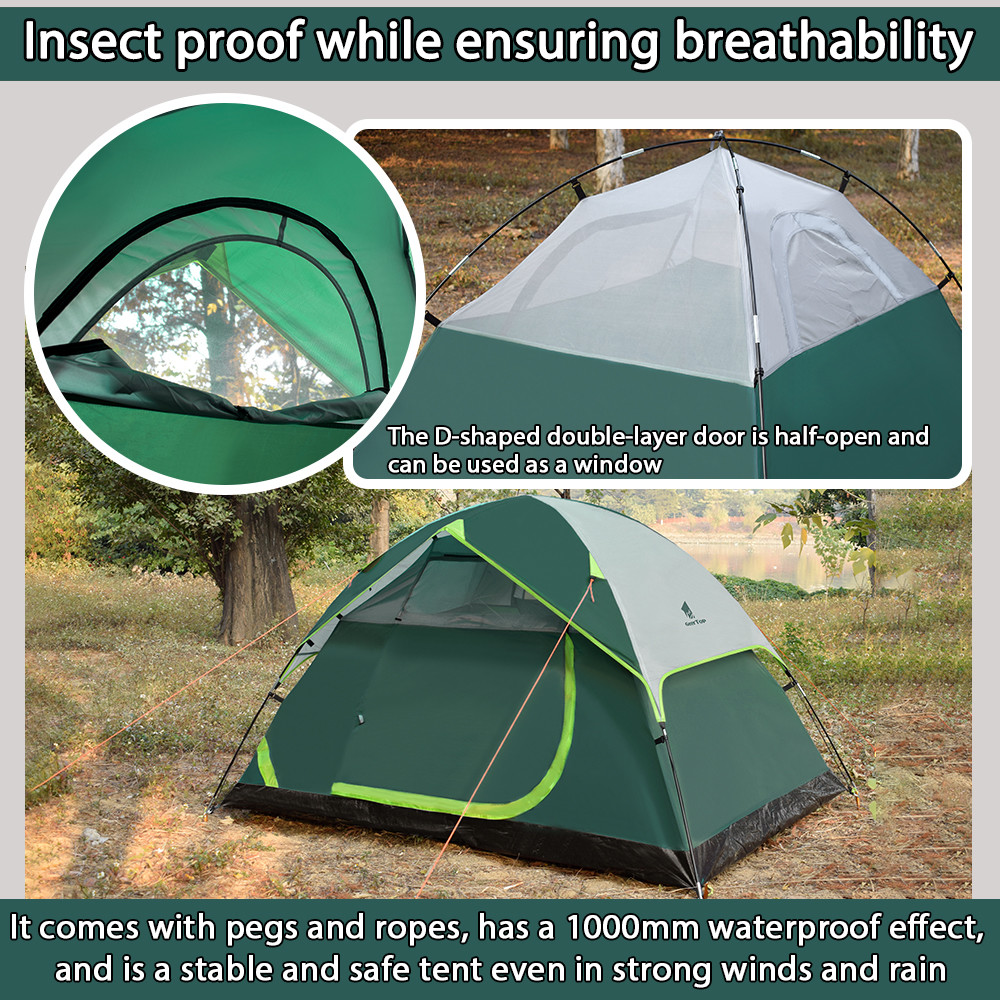 Compact Freestanding PU1000mm 2 Person Touring Dome Tent