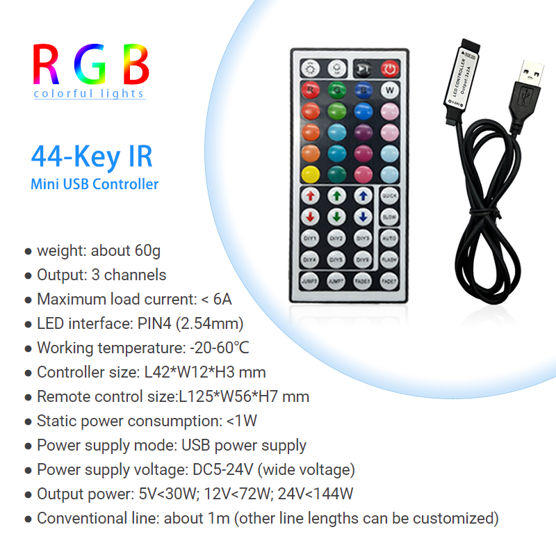 USB 5V LED Controller Mini Wireless Remote Control For LED RGB Color Bar 5050