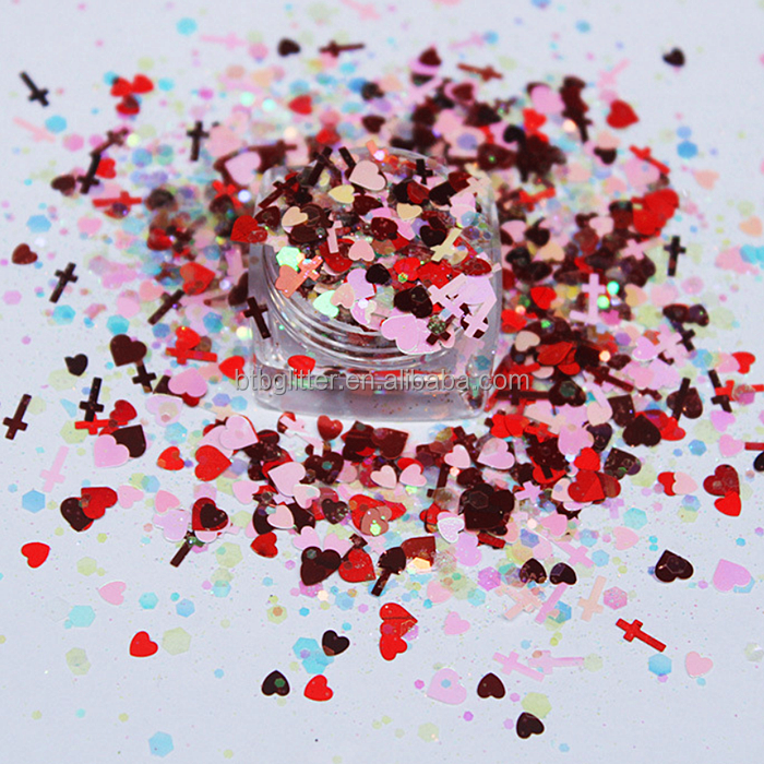 Gel UV Nail Art Glitter Mixes Shape Valentines Nail Glitter Paillettes for Other Holiday Supplies and Tattoo