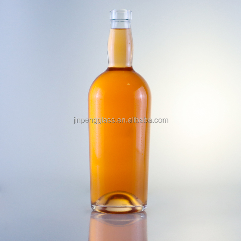 Glass Collar 750ml 700ml Round Shape Bottle for Beverage Sale