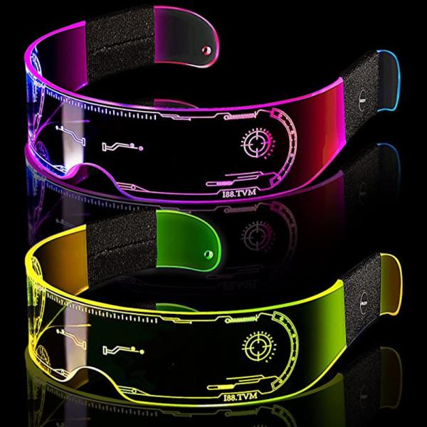 Quality Futuristic Style Luminous LED Glasses 7 Colors 4 Modes For Adults for sale