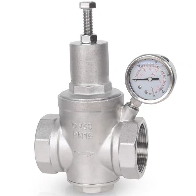 High Pressure Adjustable Water Pressure Reducing Valve with Gauge Stainless Steel
