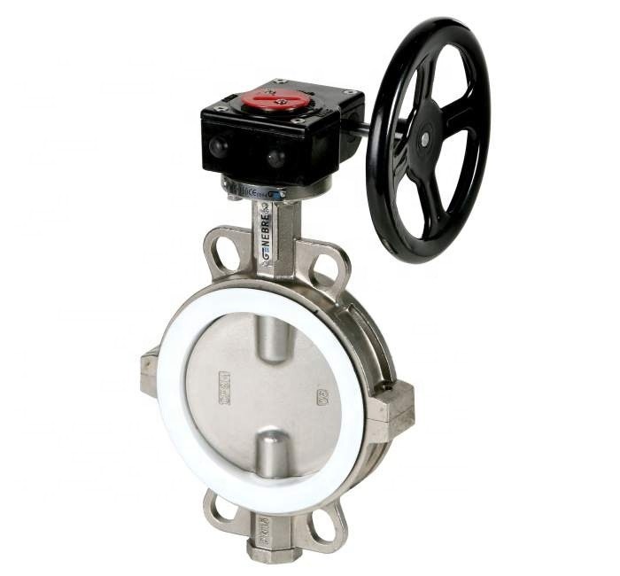 Ductile Iron Body Ptfe Lining Coated Split Body Gear Box Operated Wafer Lug Wormgear Butterfly Valve