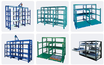 Die mold rack is mainly used to store various mold items. The top can be equipped with a mobile hoist (manual or electric), and the bottom of the drawer is provided with a roller track, which can still be pulled with a small force after being loaded. The additional positioning safety device is safe and reliable. It's divided into light mold rack and heavy mold rack according to the carrying capacity.