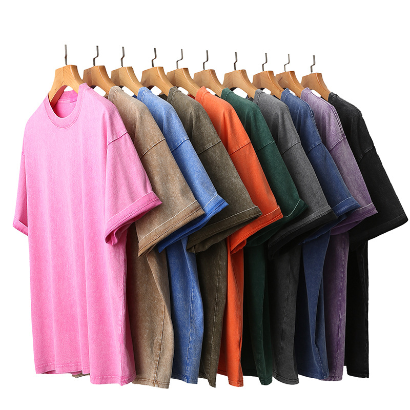 Wash Vintage Distressed Blank T Shirts Men'S Acid Wash T-Shirt Women
