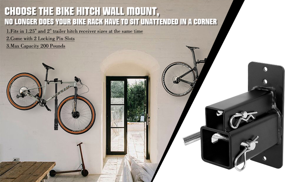 1.25 inch/2 inch Hitch Wall Mount Bike Rack Hitch Cargo Carrier for Plant Fiber Bikes