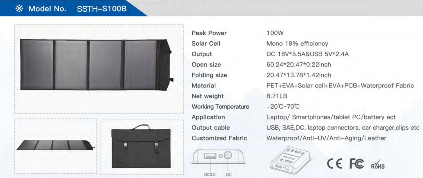 100w 120w 200w 300w Folding Solar Panel Kit Outdoor Carry For IPad Cell Phones