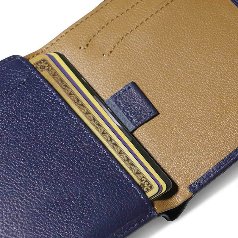 Custom LOGO Men's Front Pocket Wallet made of Full Grain Leather with RFID Protection