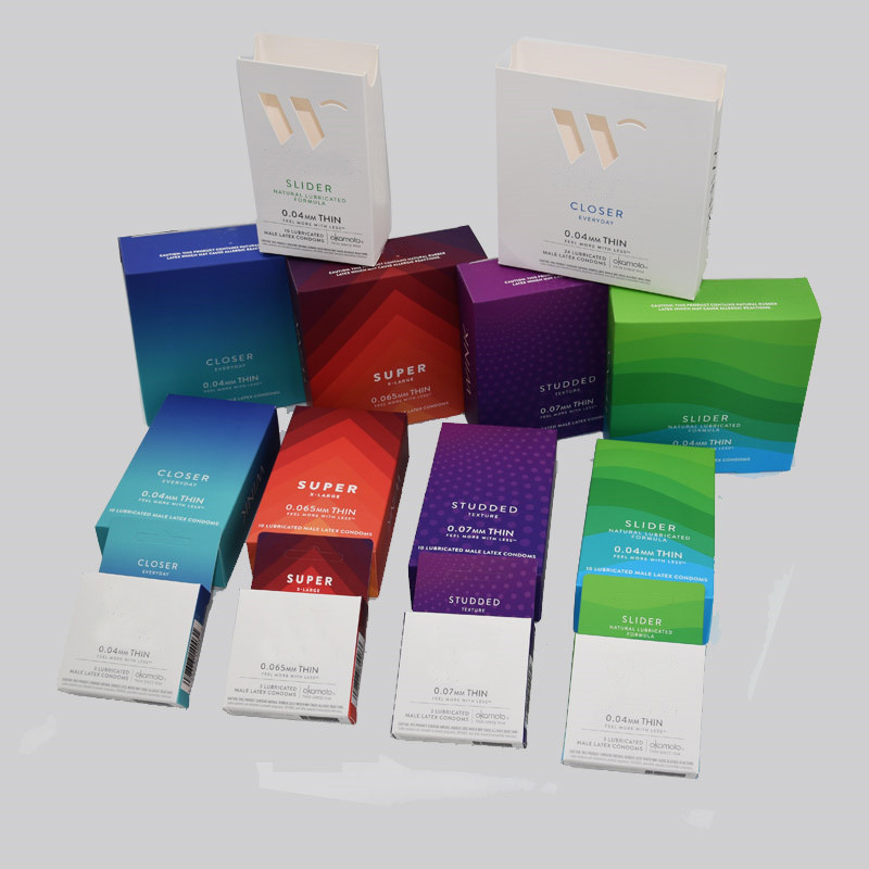 Pantone Color 350g Artpaper Condom Box With Embossing Logo