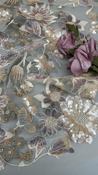 Suitable for Evening Dresses Polyester Beaded Embroidery Fabric Sequin Lace