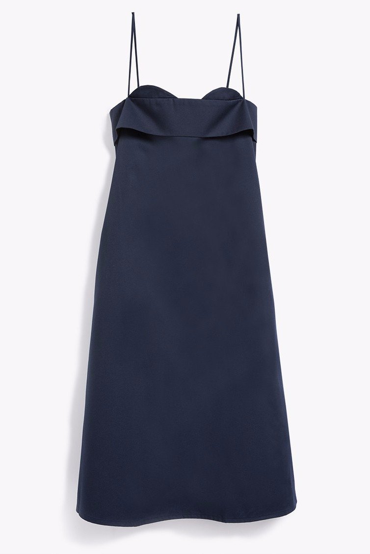 Best Quality Plus Size Navy Blue Midi Elegant Lady Dress