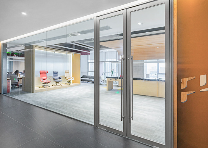 Sleek And Functional Office Solutions Glass Partition Wall Sliding Door Noise Reduction Space Efficiency