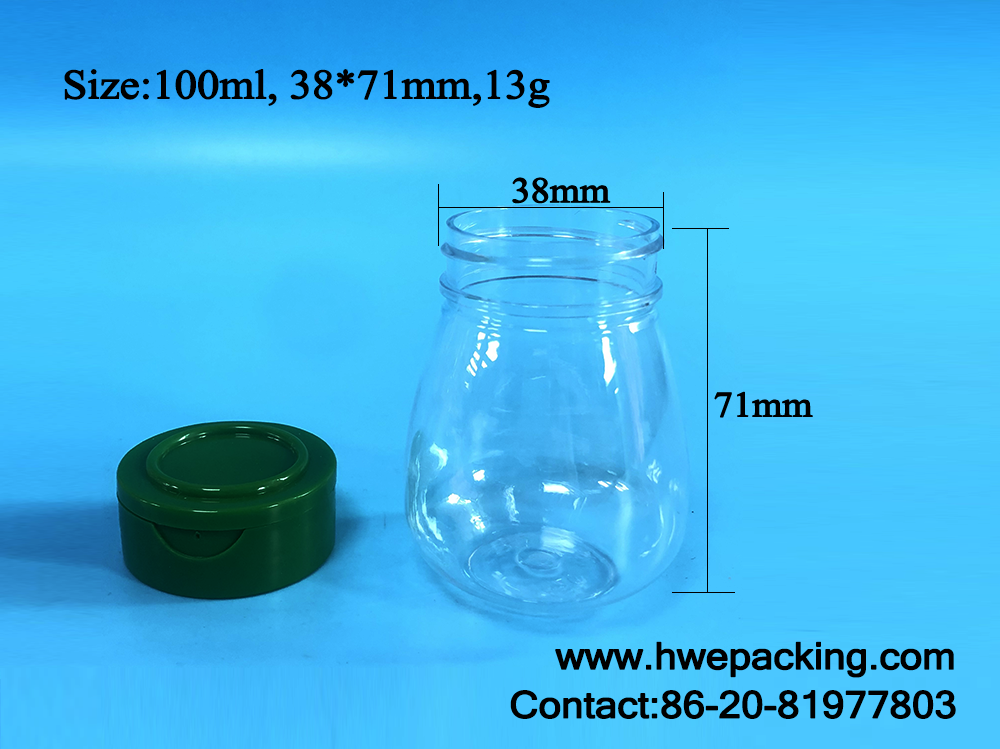 QS 100ml 3.4oz Plastic Spice Jar Aluminium Foil Sealing Way