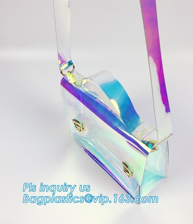 summer laser pvc shopping bag fashion transparent PVC tote handbag, Promotional cheap clear ladies fashion pvc plastic H
