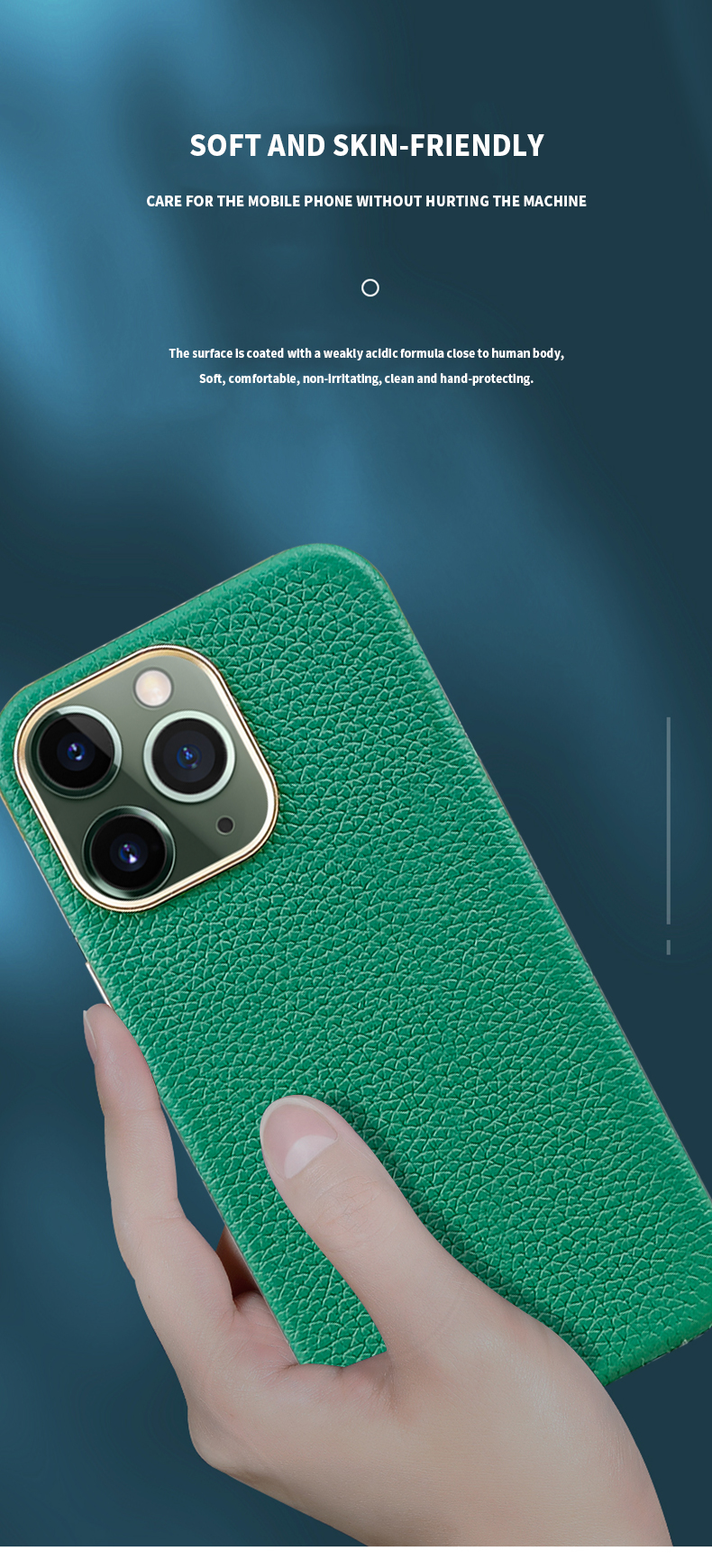 Sleek and Durable Genuine Leather Mobile Phone Cases for iPhone 11-15 Pebble Leather