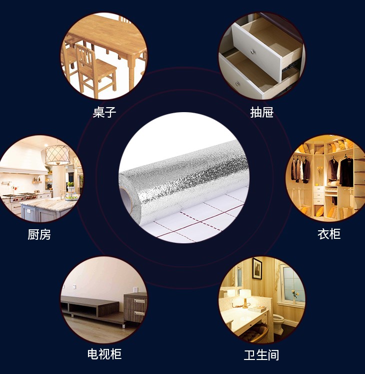 Peel Stick Metallic Wallpaper Aluminum Foil Contact Paper Anti Oil Kitchen Wallpaper