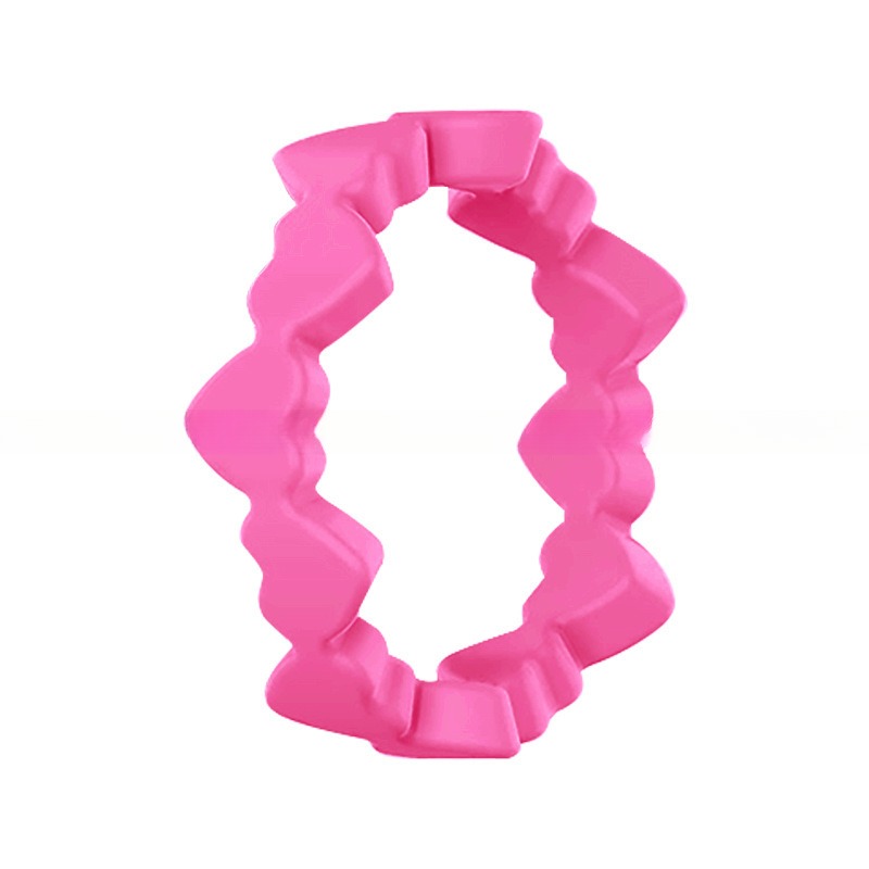 Women's Thin Heart Shape Silicone Wedding Bands 6mm Wide 2mm Thick