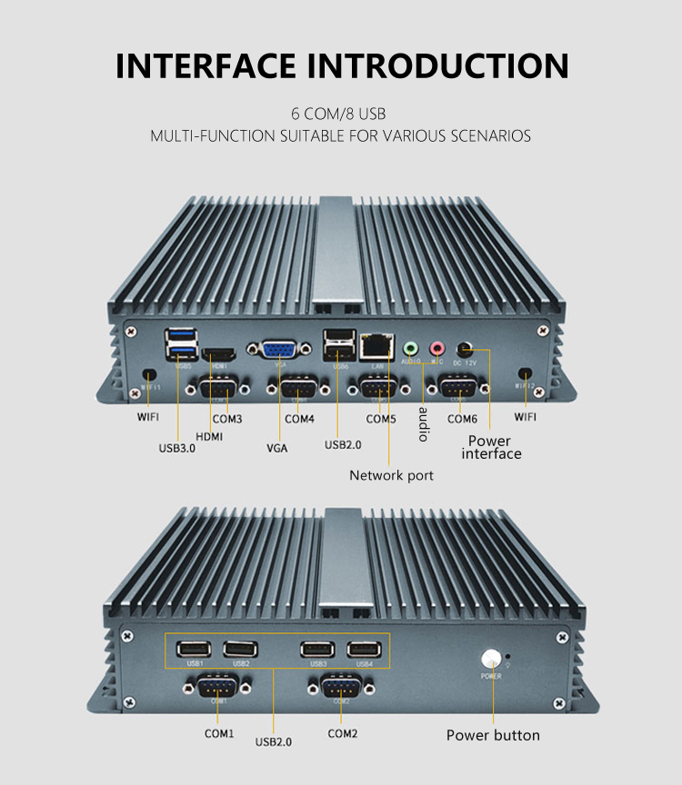 Full Alu Fanless small Pc Core I3 I5 I7 2 Lan Vga Hd Embedded Mini Computer