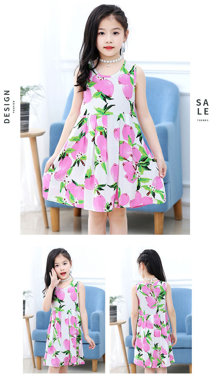 Girls Cotton Dress Children Printing Dress Summer Children'S Clothing