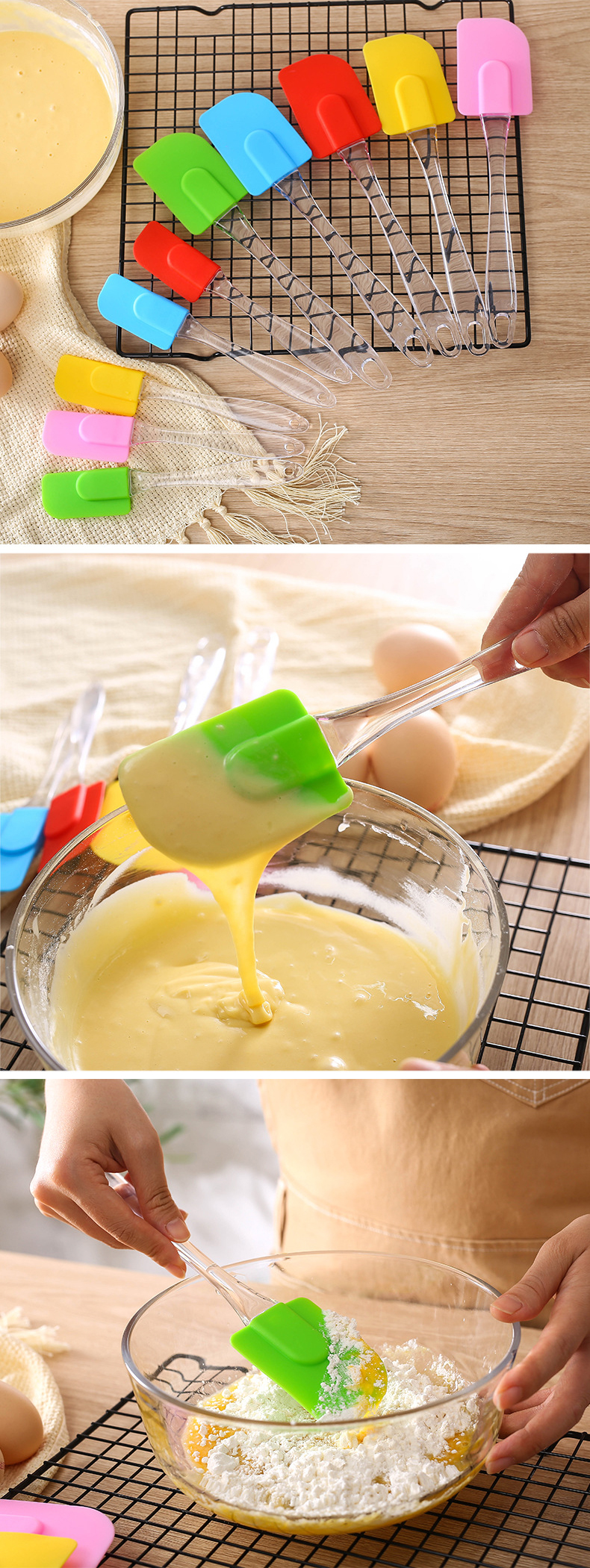 Hygienic Solid Coating Food Grade Silicone Spatula Set