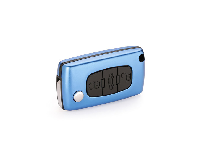 Car Key Case Shell Aluminum Folding Remote Shell For Peugeot Blue Peugeot Key Shell