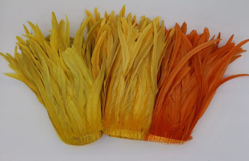 Pattern Bleached Two Tones Color Rooster Coque Feather Fringe Trim for Samba Costumes