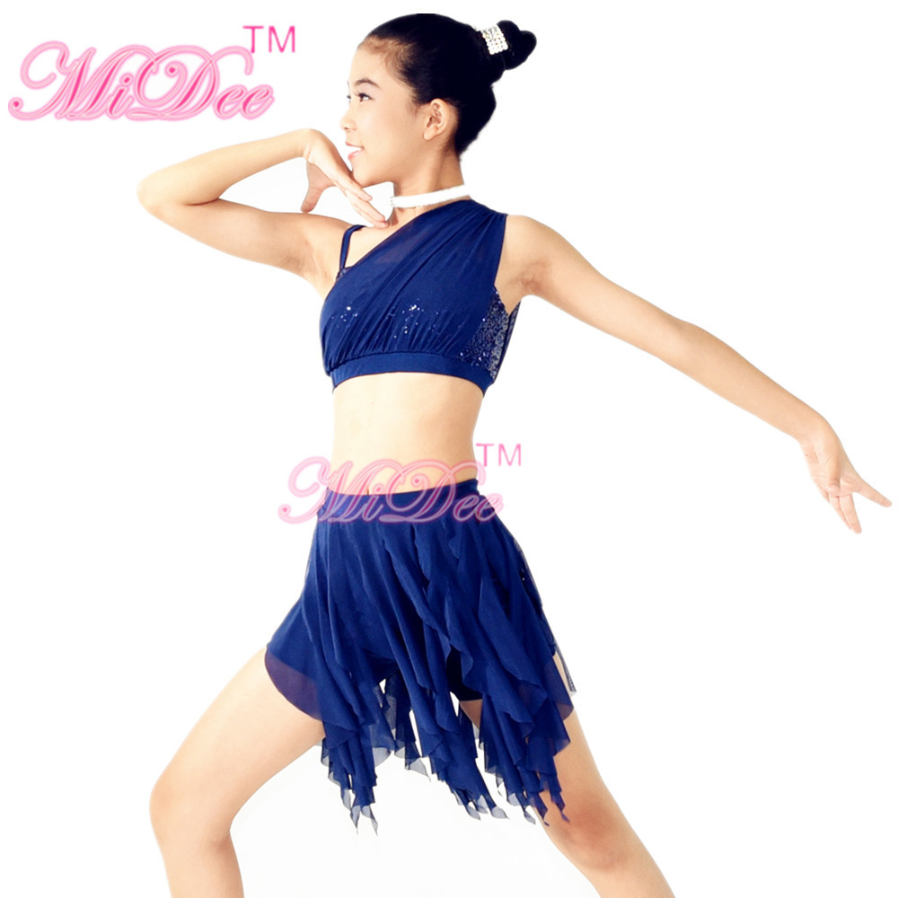 Soft Mesh Spiral Skirt Dianogal Sequins Top One Shoulder Belly Dancing Clothes