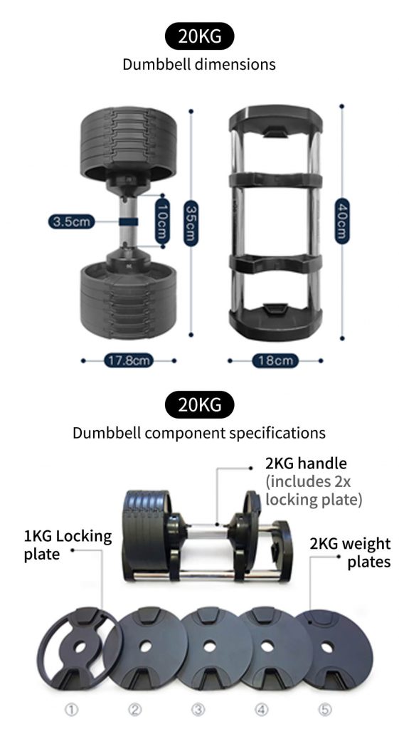 Home Gym Fitness Equipment Strength Training Free Weights Adjustable Dumbbell