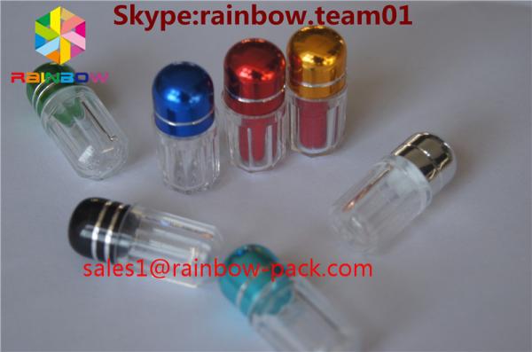 silver and gold clear ps sex pill bottle container pill bottle plastic pill