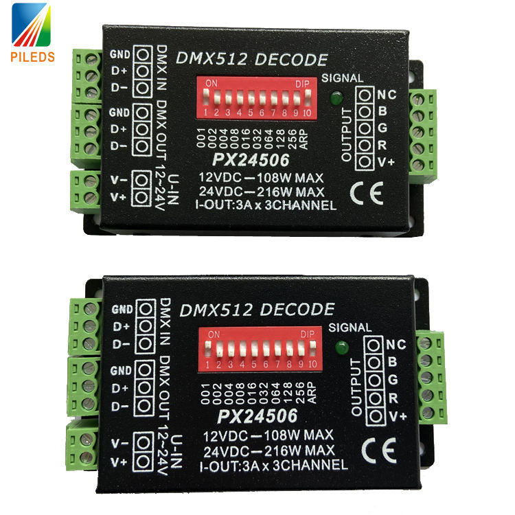 PX24506 DMX LED Controller , Dmx 512 Decoder Rgb LED Controller 12V 24V
