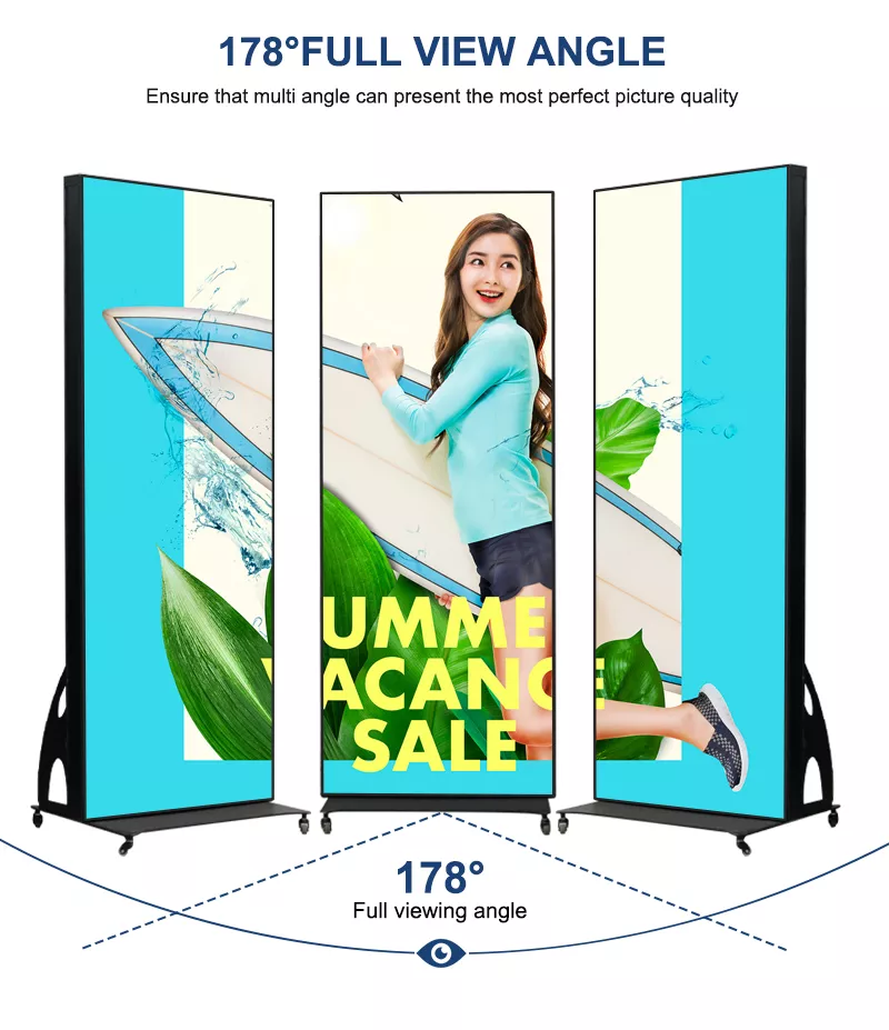 P2.5mm P4 USB WIFI 4G Outdoor Led Poster Video Display Floor Standing