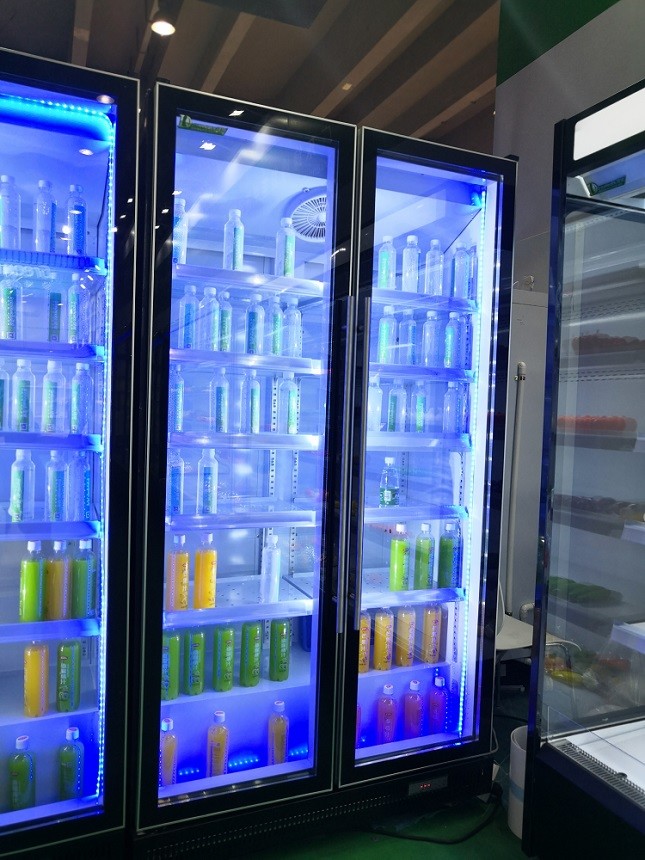 Double Glass Door Commercial Beverage Cooler For Soda Chilling 1000 Liters