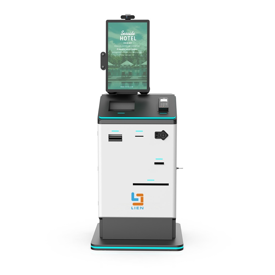 Hotel Self Check In Kiosk Free Standing With Document Scanning / Payment Collection