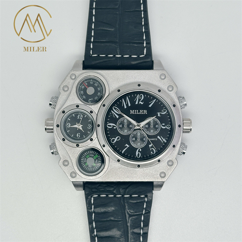 Customized Leather Strap Quartz Watch 30m Waterproof Quartz Wrist Watch