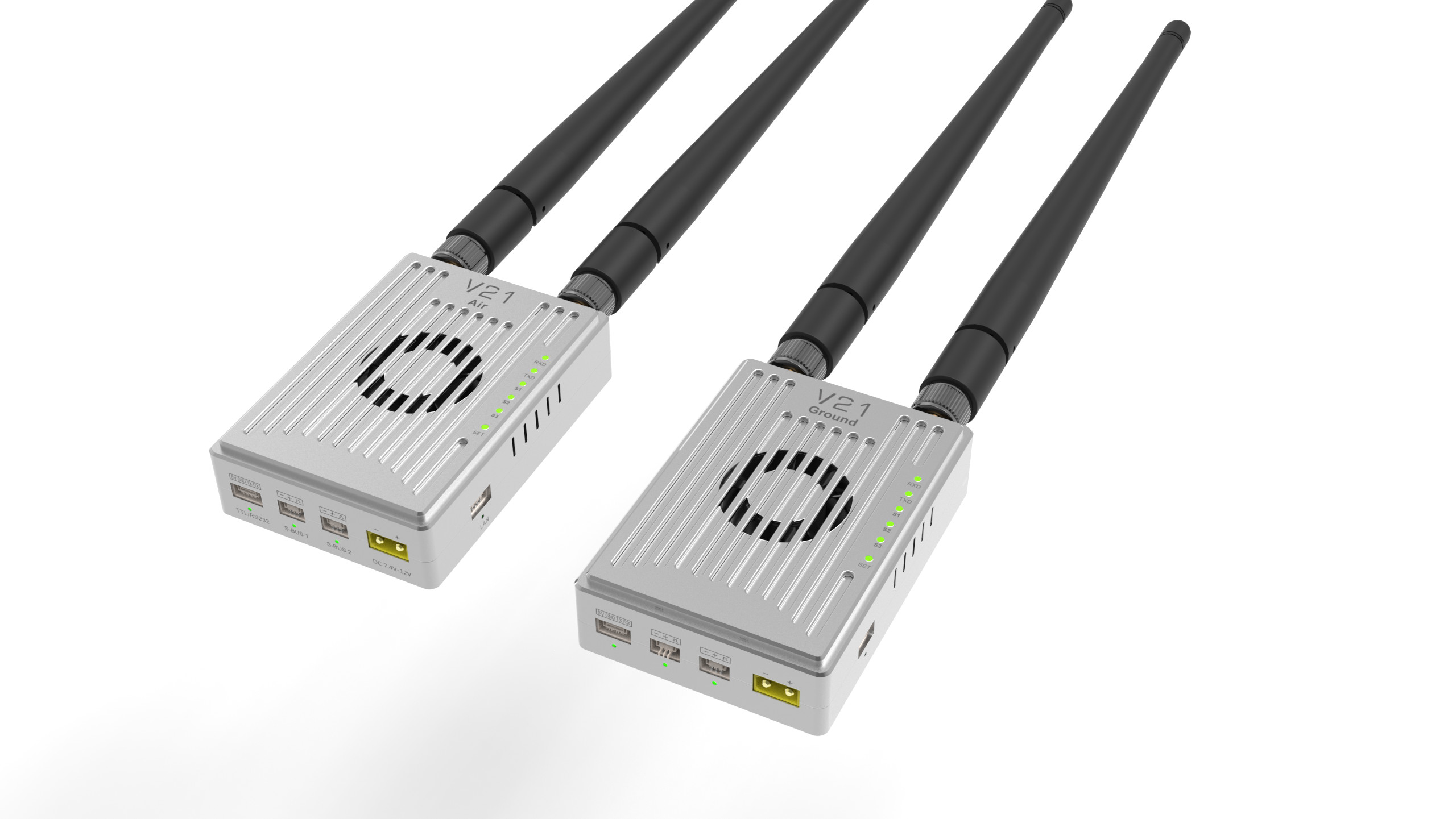V21 Video&Data&RC link supports three frequency bands and can transmit 15km Ground-to-Air with a bulit-in web page
