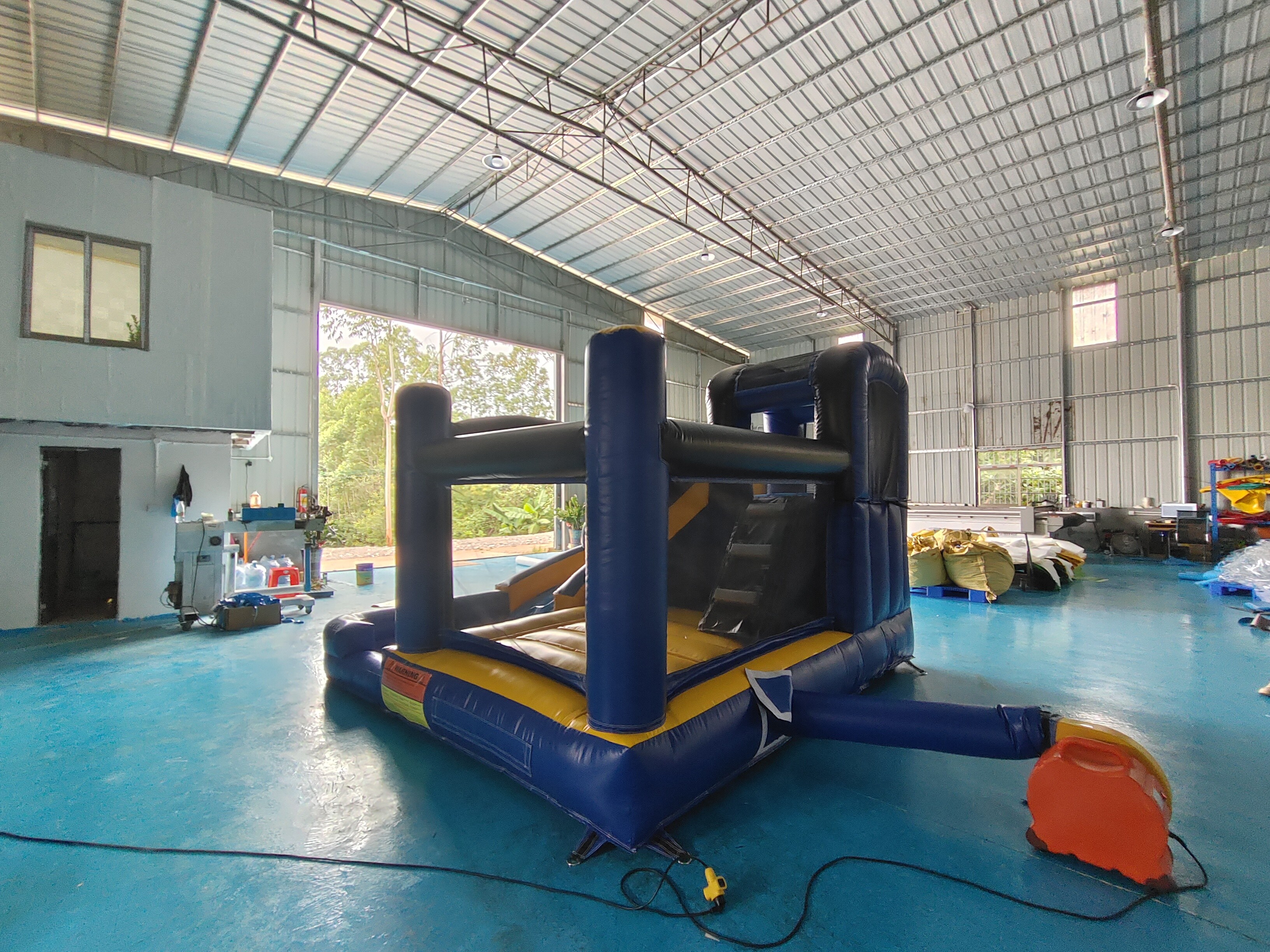Fireproof Commercial Inflatable Bouncer Moonwalk Cartoon Theme With Rotary Slide Combo