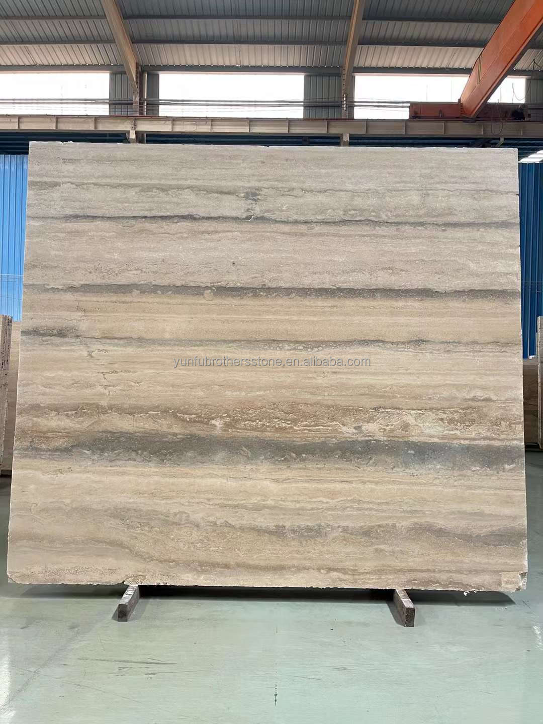 12x24 Inch Size Grey Veins Beige Travertine Floor Slab at Good in Modern Design Style
