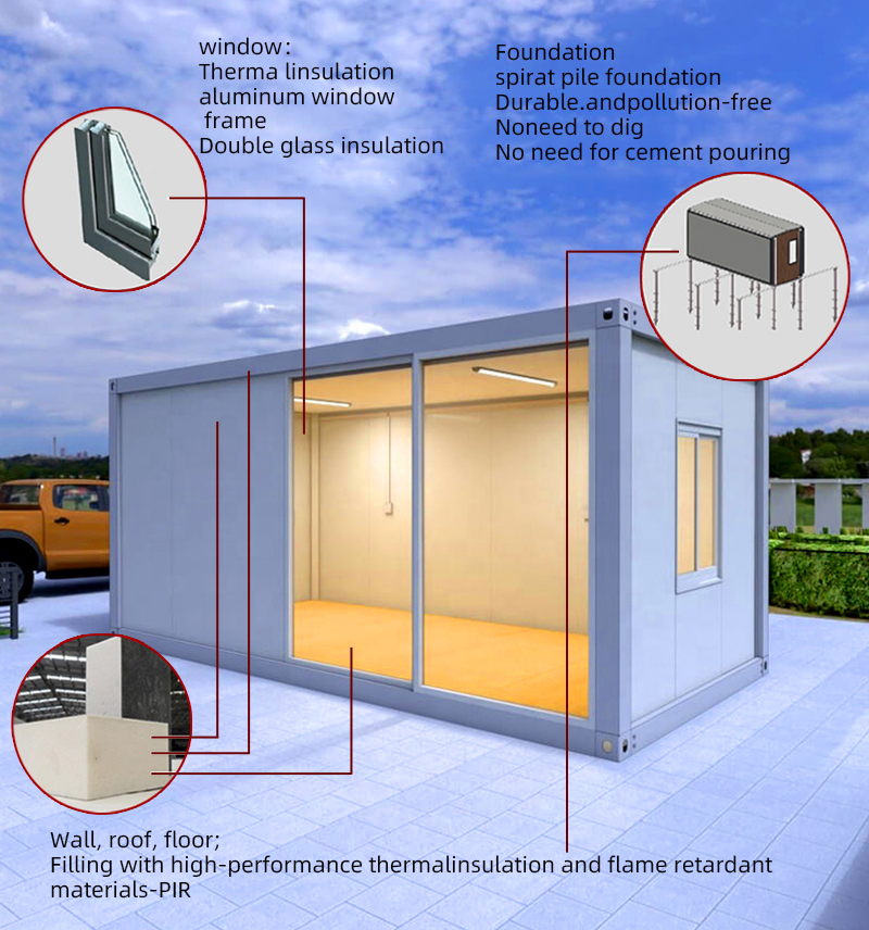 Steel Modern Design 20ft Flat Pack Container Office for Portable Mobile Tiny Home