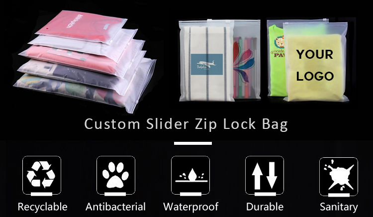 custom logo PVC slider zip lock packing bag zipper bag