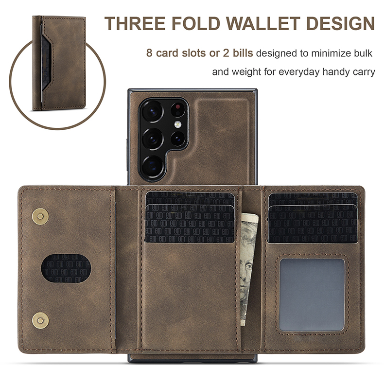 NO Private Mold PU Leather Magnetic Card Pocket Case for Samsung Galaxy S22 S23 Ultra