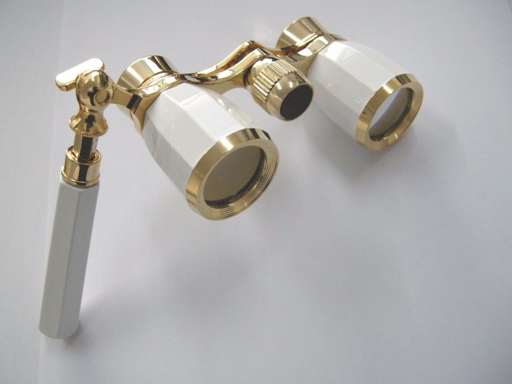 Antique Zoom Binoculars Glasses , Vintage Opera Glasses With Handle