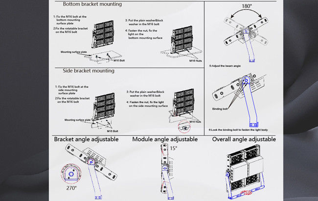 Tennis Court LED High Mast Light 240W 165LM/W IP65 Rated LED Floodlighting