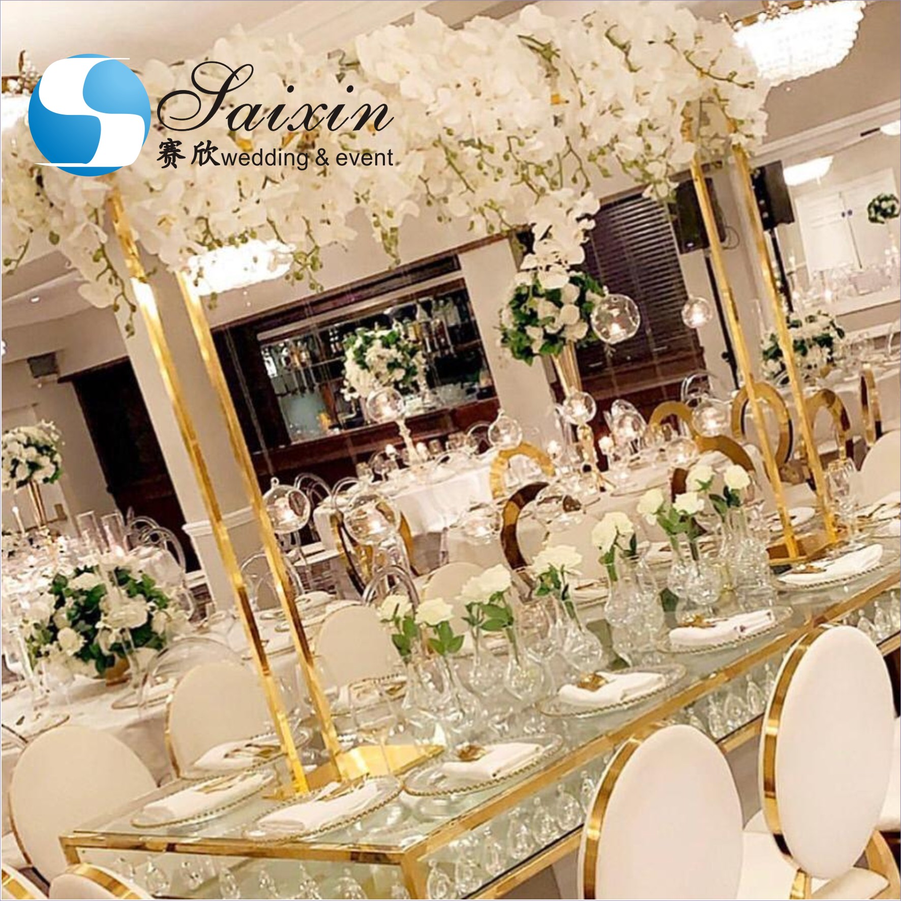 ZT-390G 1.8m large gold metal flower stand Wedding centerpiece