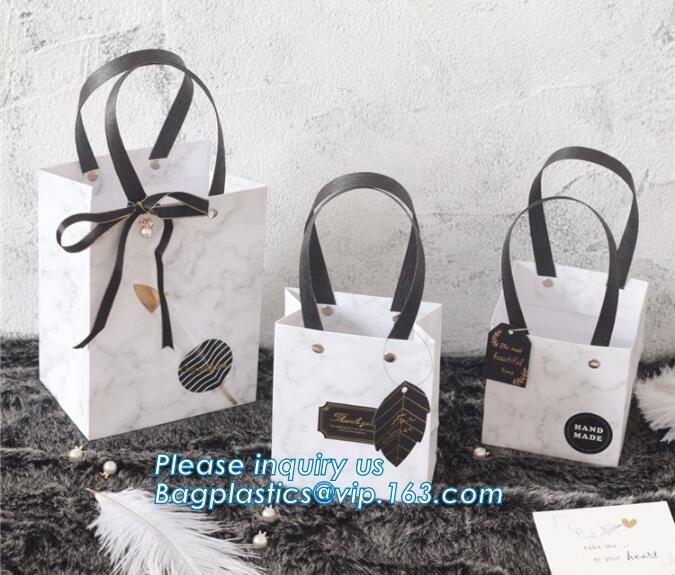 Flower carrier bag with different color customized pot plants kraft paper bag with handle,stamping logo fancy paper flow