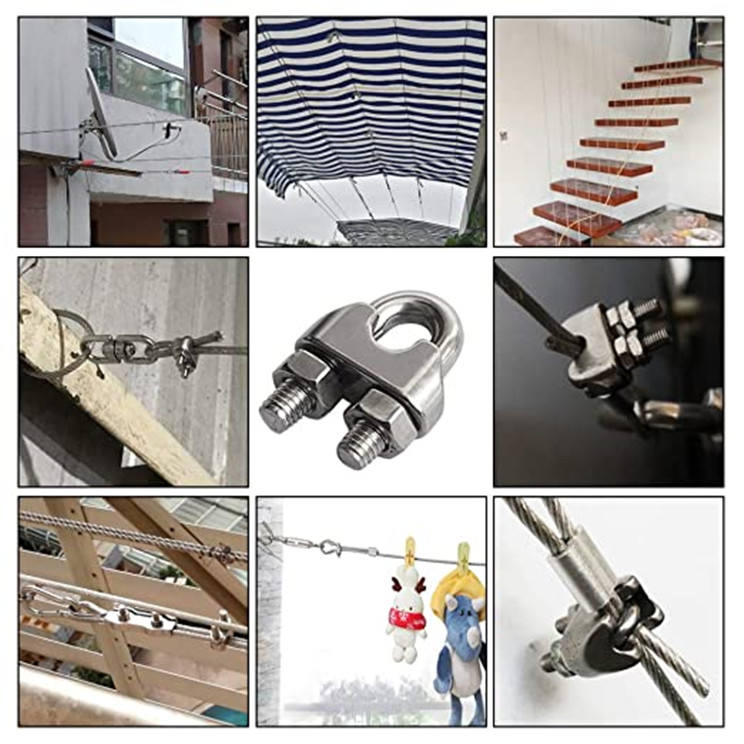 Metal Drop Forged Stainless Steel Wire Rope Clips DIN741 U-Clamp Hardware Fittings