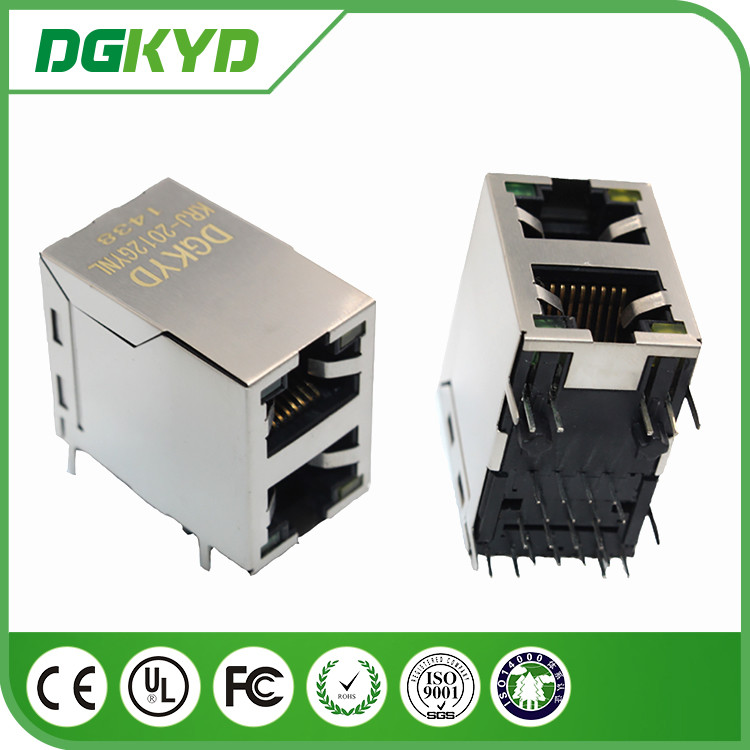 100base 2-Port 2 X1 RJ45 female Jack with internal Transformer with LED for Network Switch