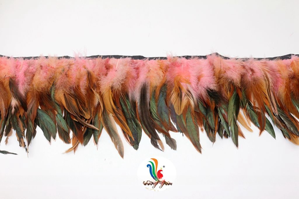 6-8inch Party Decoration Rooster Coque Feather Fringe Trim with Satin Ribbon Tapes