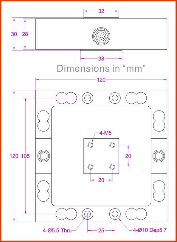 5kN Triaxial load cell 3kN